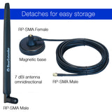 Heavy Duty 7 dBi Wi-Fi Antenna w/ RP-SMA Extension Cable & Magnet Base for Bearifi PC